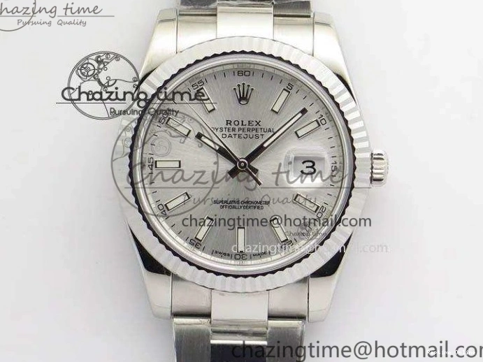 0406 EasyCare DateJust 41mm 126334 Noob 1:1 Best Edition Fluted Bezel Silver Dial On SS Oyster Bracelet A 3588
